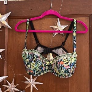 Freya Floral Wired Bra with green bows